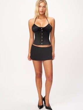 NWT Danielle Guizio Micro Mini Stretch Skirt Black Large